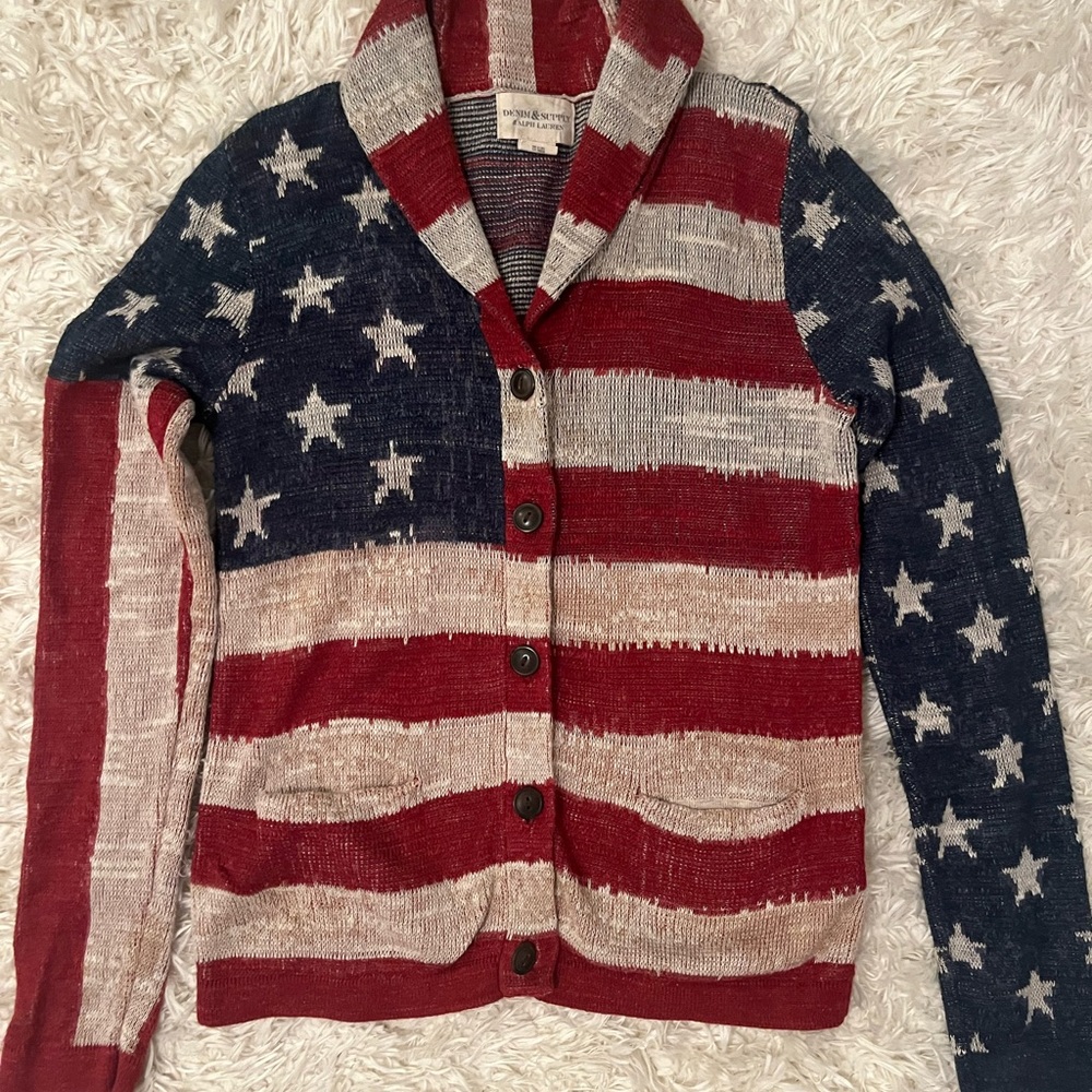 Womens M Denim & Supply Ralph Lauren American Flag Cardigan